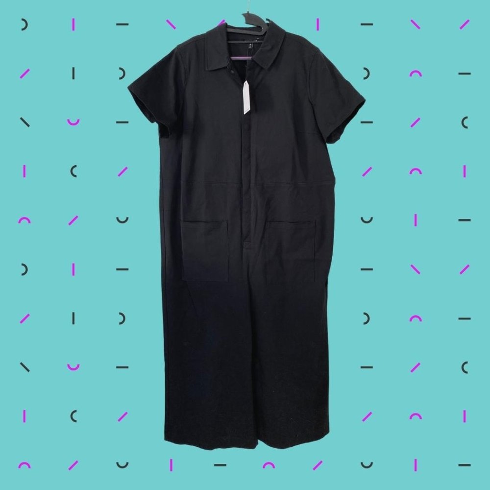 Universal Standard NWT Kate Stretch Cotton Twill Jumpsuit US Size M(18-20) Black